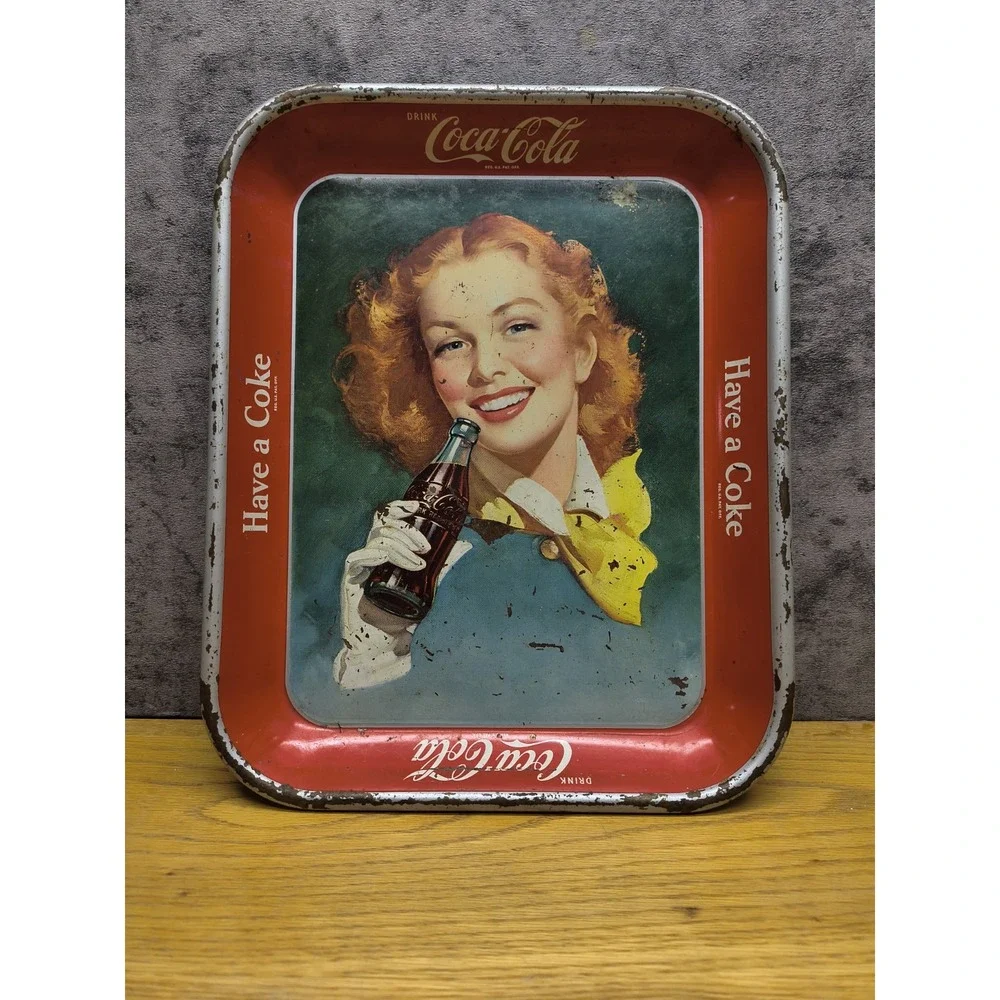 Vintage Coca Cola Have A Coke Tin Tray With Redheaded‎ Woman